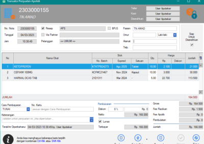 Aplikasi Manajemen Administrasi Apotek - Entri Penjualan