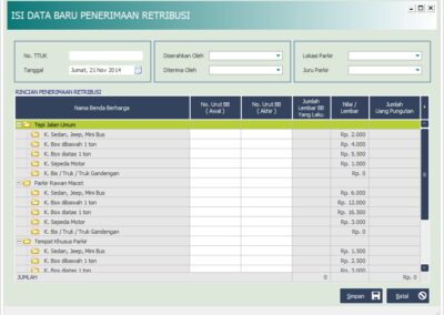 SIM Bidang Perparkiran - Entri Data